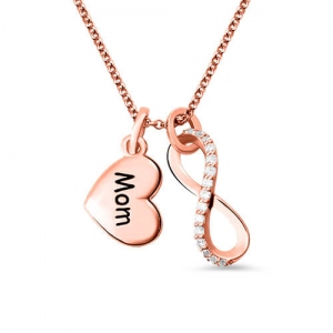 Customized Engraved Infinity Love Necklace In Rose Gold