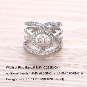 Monogrammed in Silver Stacked Cubic Zirconia Ring