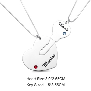 Couples Breakable Silver Necklace With Birthstones