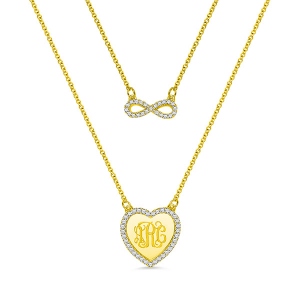 Customized Monogram Infinity Double-Layered Necklace In Gold