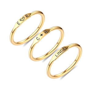 Personalized Sterling Silver Stackable Bar Rings In Gold