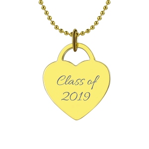 Engraved Name Heart Class Of…Graduate Necklace 18k Gold Plated