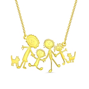 Personalized Children Drawing Necklace in Gold