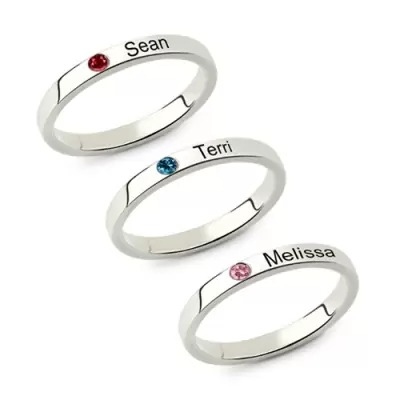 Mother's Stackable Name Ring with Birthstone