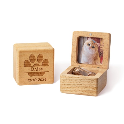 Custom Wooden Pet Ashes Box, Dog Cat Memorial Fur Keepsake, Personalized Pet Ashes Cremation Urn Box, Pet Loss Sympathy Gift for Pet Lover/Owner