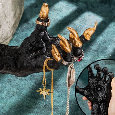 Witch's Demon Hand Vägghängande statyer, Halloween-rumsinredning, Hand Väggkonst Estetik, Gotisk smyckeshållare, Spöklik heminredning, Skelett Life Size