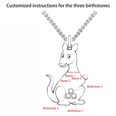 Personalized Kangaroo Family Birthstone Necklace
