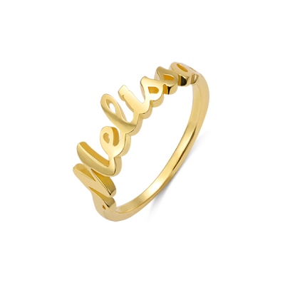Personalized Single Name Ring in Gold