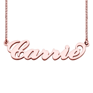 Carrie Name Necklace & Box Chain i rosaguld