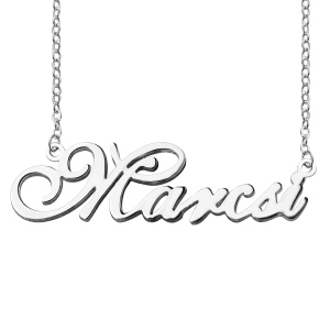 Customized Anniversary Nameplate Necklace Sterling Silver