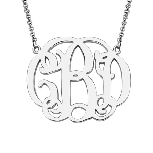 Women's Celebrity Monogram Necklace Sterling Silver 925