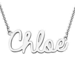 Customized Sterling Silver Name Necklace in Cursive Style 