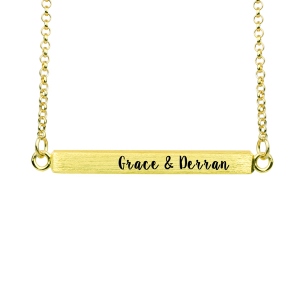 Custom Four-Sided Engraved Bar Necklace Gold Plated