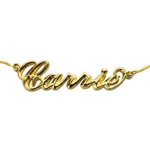 Personlig 3D Carrie Namn halsband 18K guldplätering
