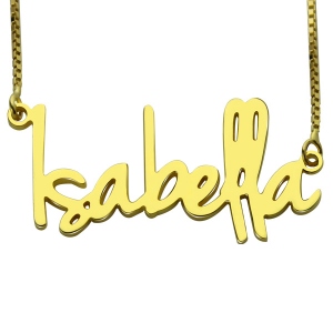 Custom Small Retro Name Necklace For Women in Gold