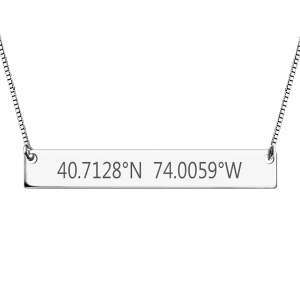 Engraved Coordinates Special Address Bar Necklace for Her