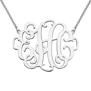 Customized Stylish Monogram Necklace In Sterling Silver