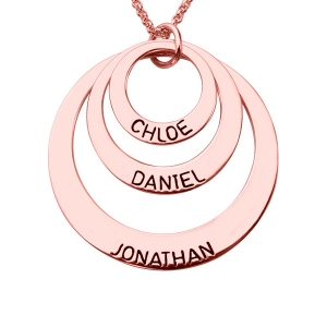 Engraved 3 Disc Kids Name Necklace for Mother in Rose Gold