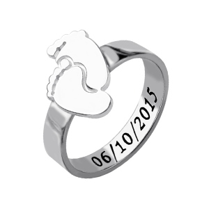 First Time Mothers Day Ring Gifts with Baby Name & Birth Date