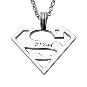 Personalized Superman Logo Necklace Gift for Dad