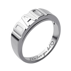 Personliga DAD-ring för män platinpläterat silver