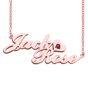 Two-Row Letter Carrie Style Name Necklace Rose Gold