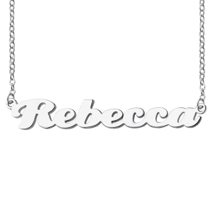 Customized Puff Font Nameplate Pendant Necklace in Silver
