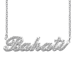Sterling Silver Full Birthstone Carrie Name Necklace