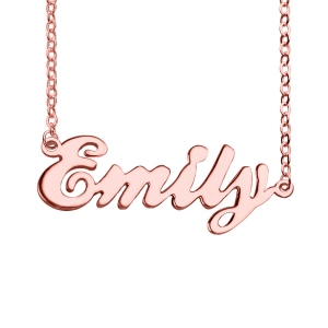 Cursive Name Plate Necklace 18K Rose Gold Plated