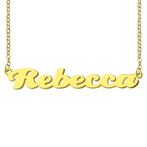 Personalized Solid Gold Puff Font Name Necklace
