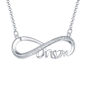 Custom Infinity Birthstone Necklace For Mother Sterling Silver Mom Necklace