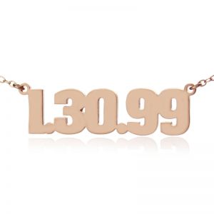 Rose Gold Plated Silver Number Plate Necklace Charm Men's Jewelry