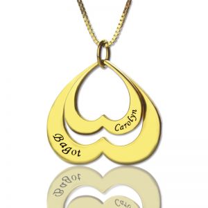 Heart in Heart Name Pendant In Gold