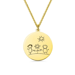 Personalized Graffiti Disc Necklace in Gold