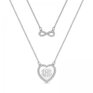 Customized Monogram Infinity Double-Layered Necklace Sterling silver