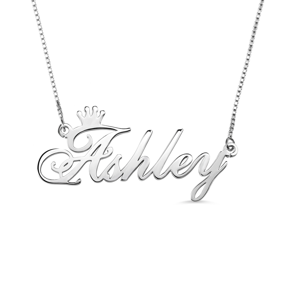 Sterling Silver Engraved Crown Name Keychain by oNecklace