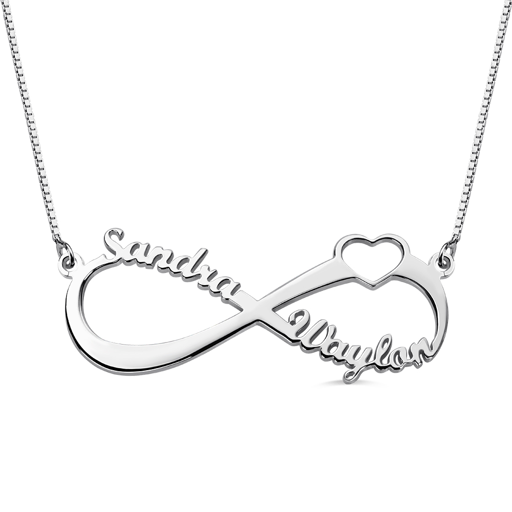 U7 Name Necklace Personalized Eternal Love Jewelry Custom Choker 925 Sterling Silver Infinity Necklace with 1-4 Names Birthstones of Family Friend