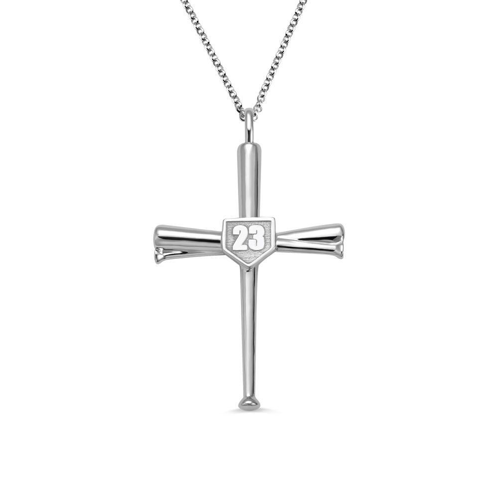Cross Baseball Necklace with Engraved   Getnamenecklace