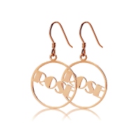 Rose Gold Plated Silver 925 Broadway Font Circle Name Earrings