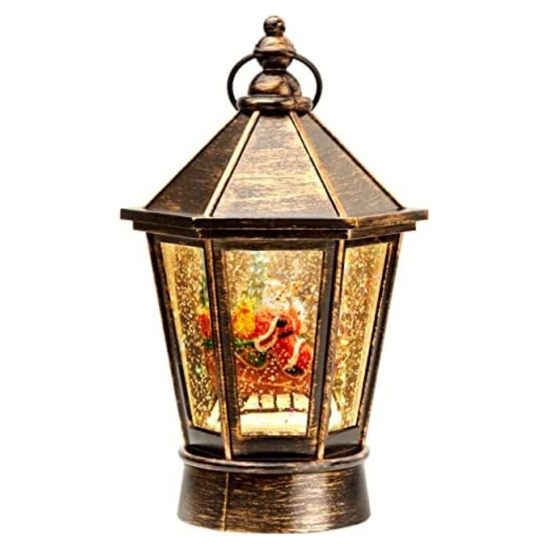 Stunning Holiday Battery-Operated Christmas Scene Snow Globe Lantern Centerpiece Table Decor Decorative Gift Fireplace Night Lamp