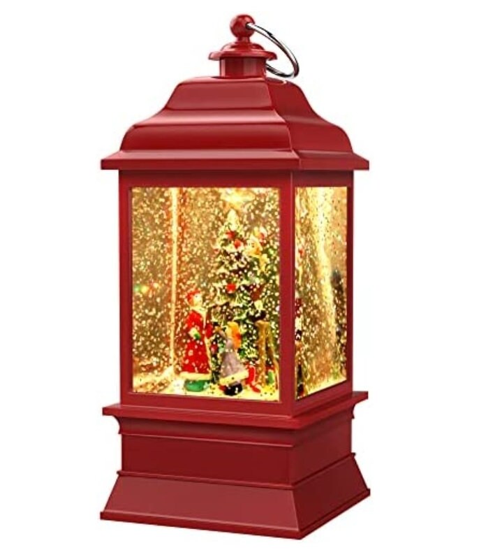 Stunning Holiday Battery-Operated Christmas Scene Snow Globe Lantern Centerpiece Table Decor Decorative Gift Fireplace Night Lamp