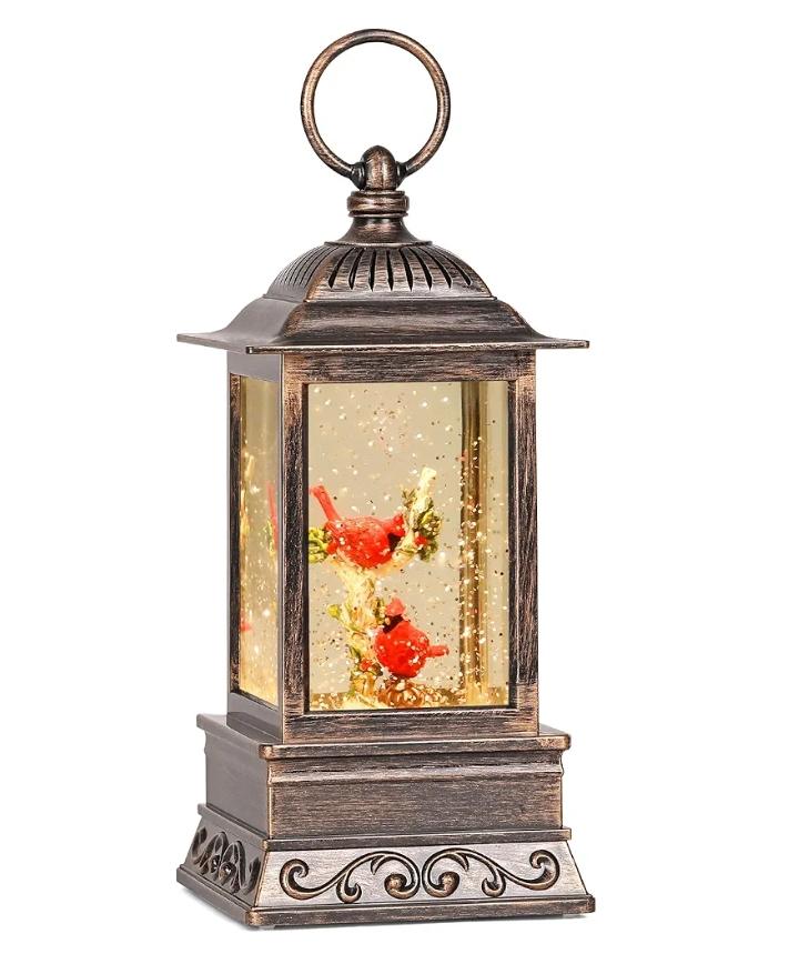 Stunning Holiday Battery-Operated Christmas Scene Snow Globe Lantern Centerpiece Table Decor Decorative Gift Fireplace Night Lamp