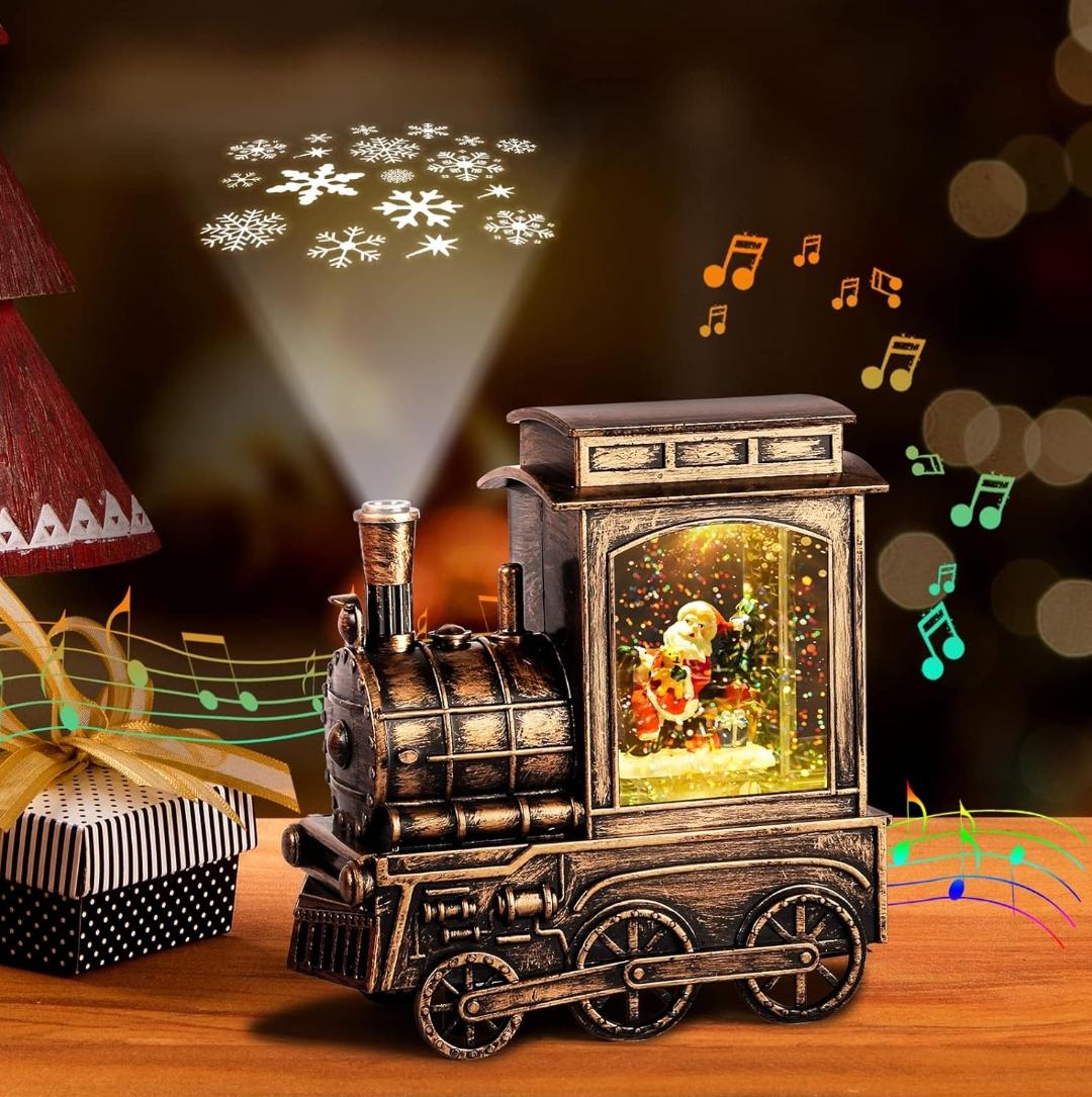Stunning Holiday Battery-Operated Christmas Scene Snow Globe Lantern Centerpiece Table Decor Decorative Gift Fireplace Night Lamp