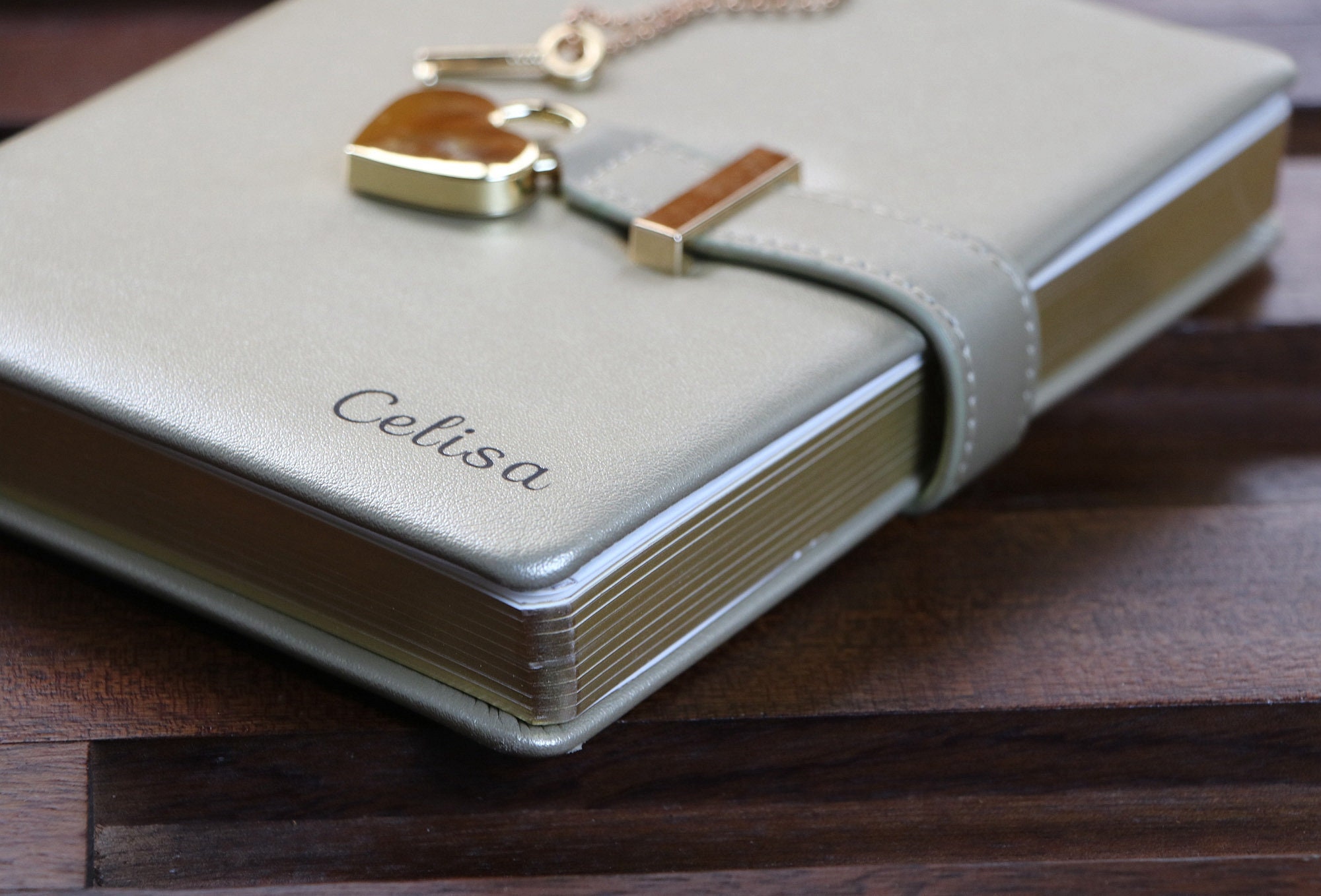 Engraved Journal with Lock and Key: Personalized Leather Diary, Gift Box