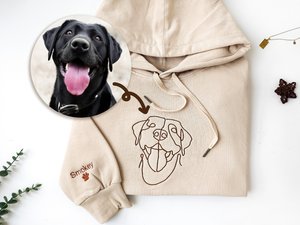 Custom Embroidered Dog Hoodie,Personalised one-line Pet Sweatshirt,Dog Mom Sweater,Cat Sweater,Custom Gifts For Dog Owners,Father's Day Gift