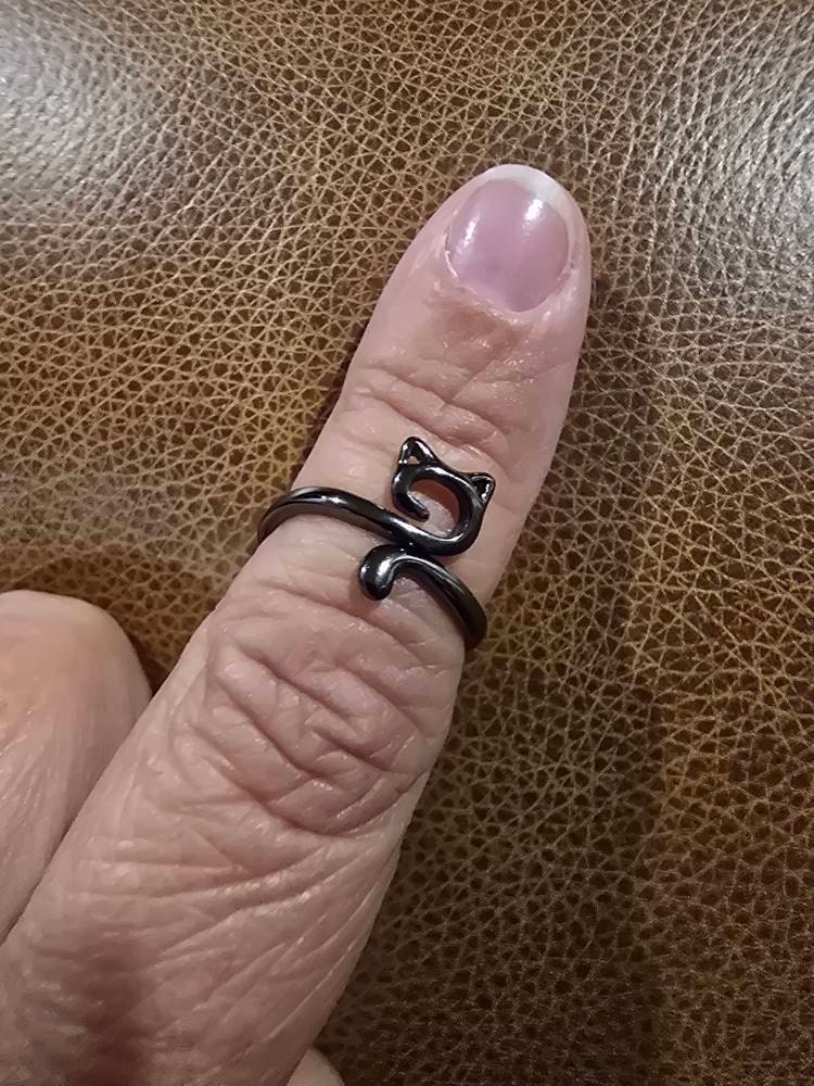 Adjustable Crochet With Thread Ring, Cute Kitten Ring Knitting Tool, Personality Knitting Jewelry Accessories