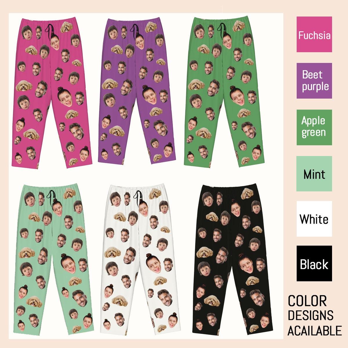 Custom Photo Pajamas, Personalized Face Unisex Pajamas, Custom Photo Pajama Pants for Women Men, Home Wear Set, Gifts for Wife Husband