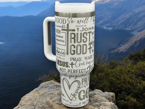 Bible Verse Stanley Tumbler – Personalized Christian Gift for Him or Her – Laser Engraved Stainless Steel Cup – Faith & Scripture Mug