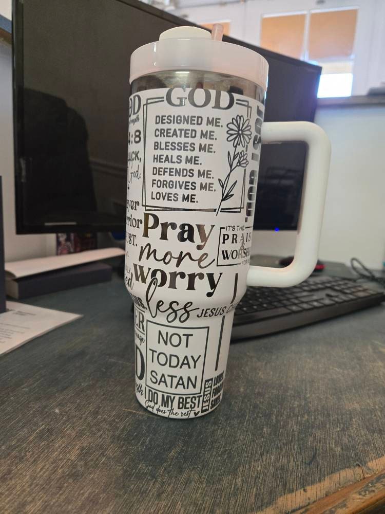 Bible Verse Stanley Tumbler – Personalized Christian Gift for Him or Her – Laser Engraved Stainless Steel Cup – Faith & Scripture Mug