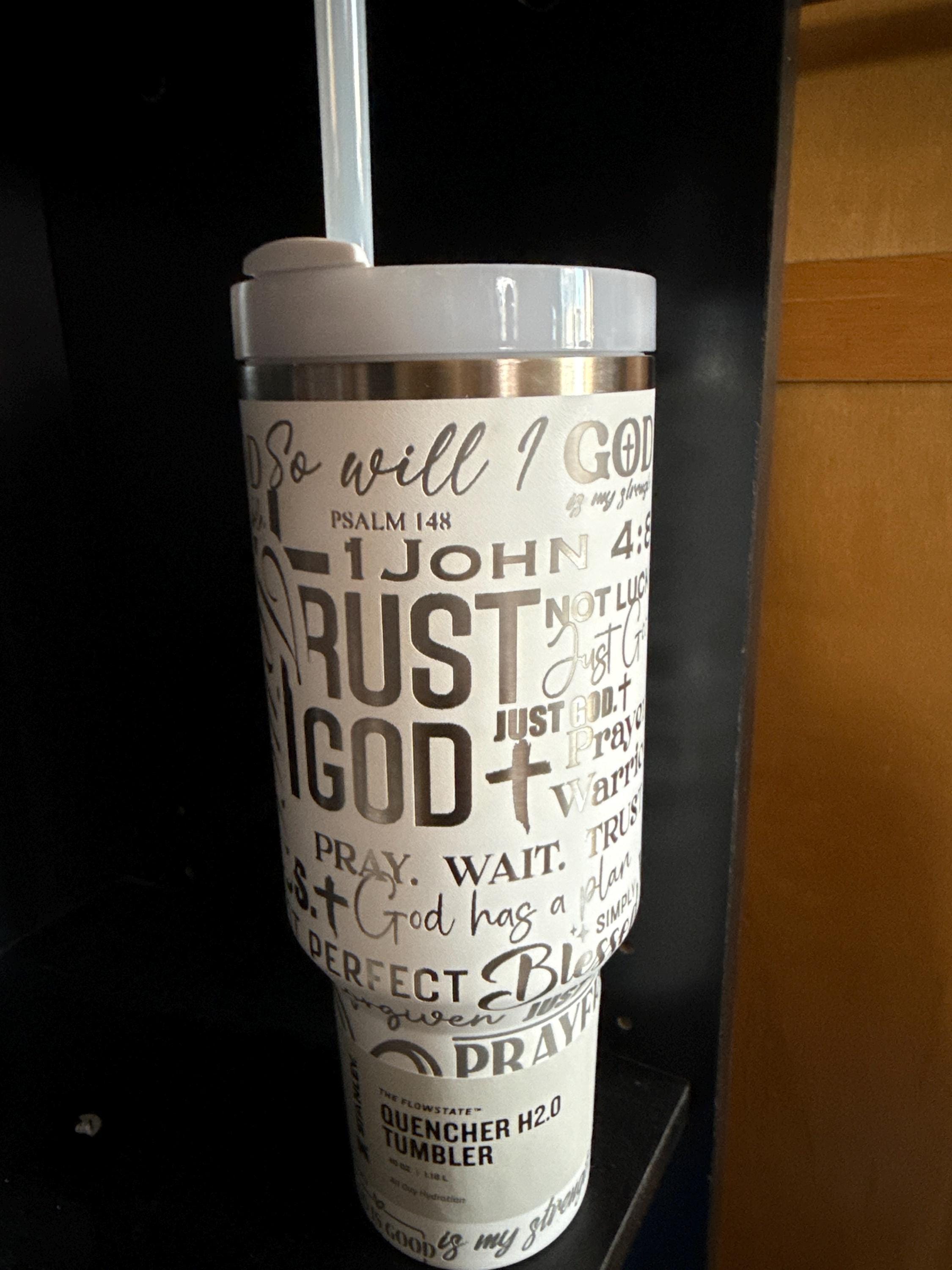 Bible Verse Stanley Tumbler – Personalized Christian Gift for Him or Her – Laser Engraved Stainless Steel Cup – Faith & Scripture Mug